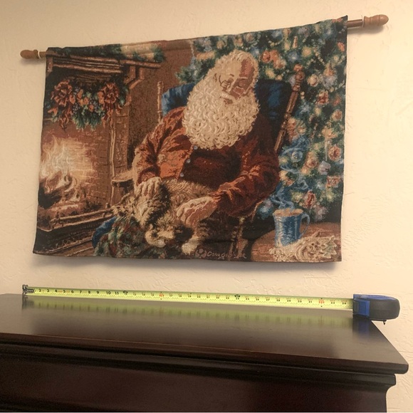 Christmas mas Santa Fiber Optic Tapestry Wall Hanging Dona Gelsinger - Picture 7 of 8